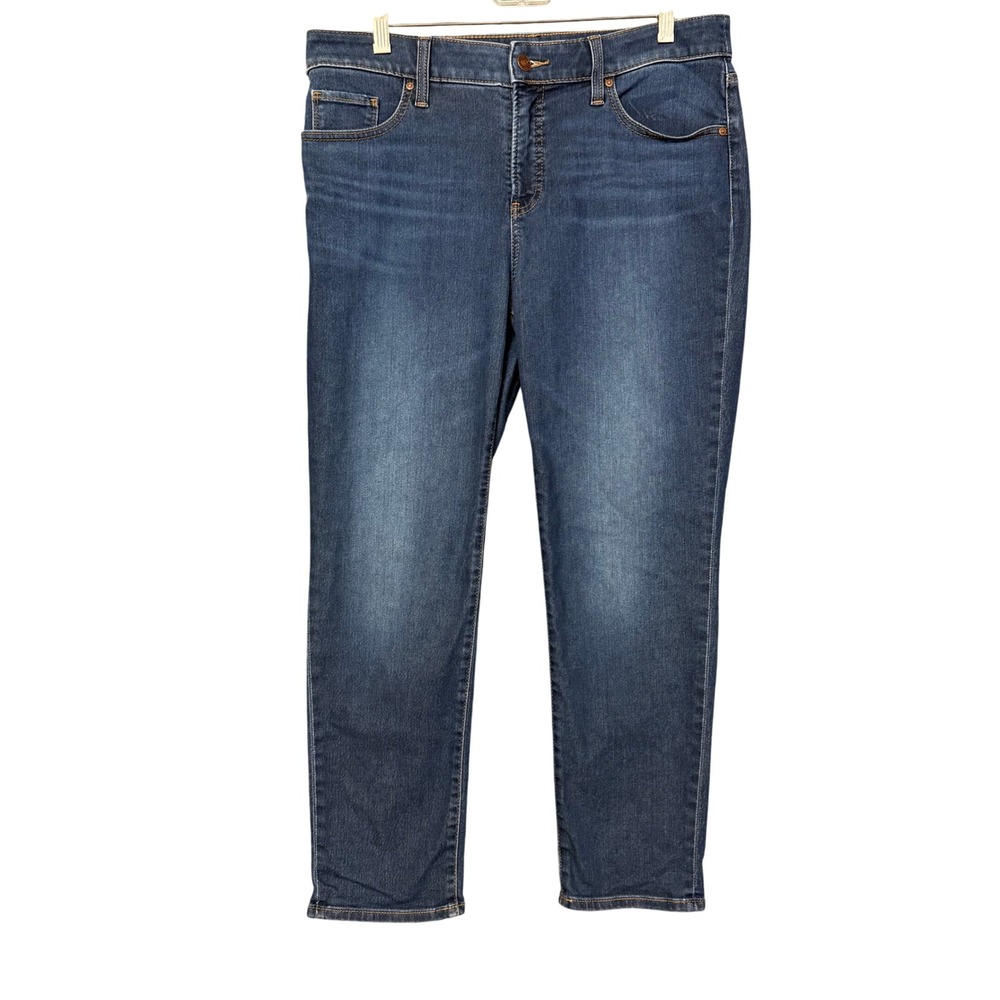 Chicos Jeans 1.5P Womens 10P Blue So Slimming Girlfriend Slim Leg Ankle Denim